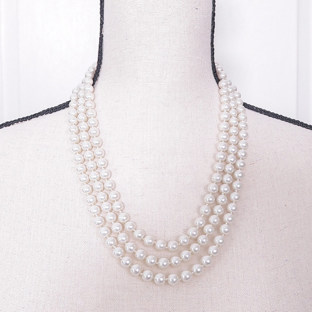 3 Strands Statement Pearl Necklace